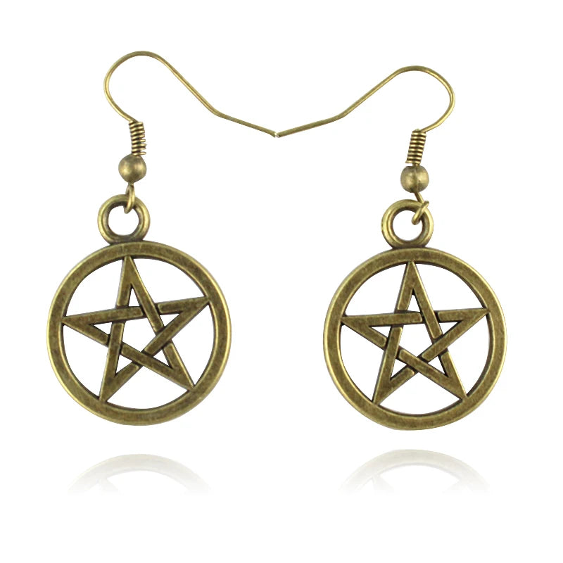 Pentagram Sword Hoop Earrings, Silver product photo 5