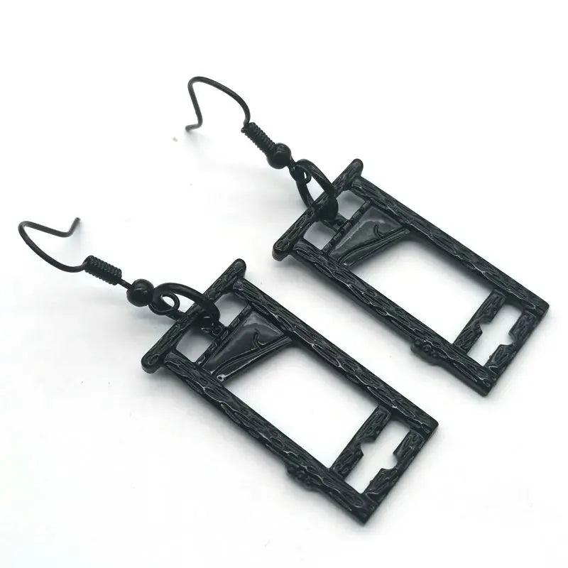 Guillotine Drop Earrings, Black Gothic