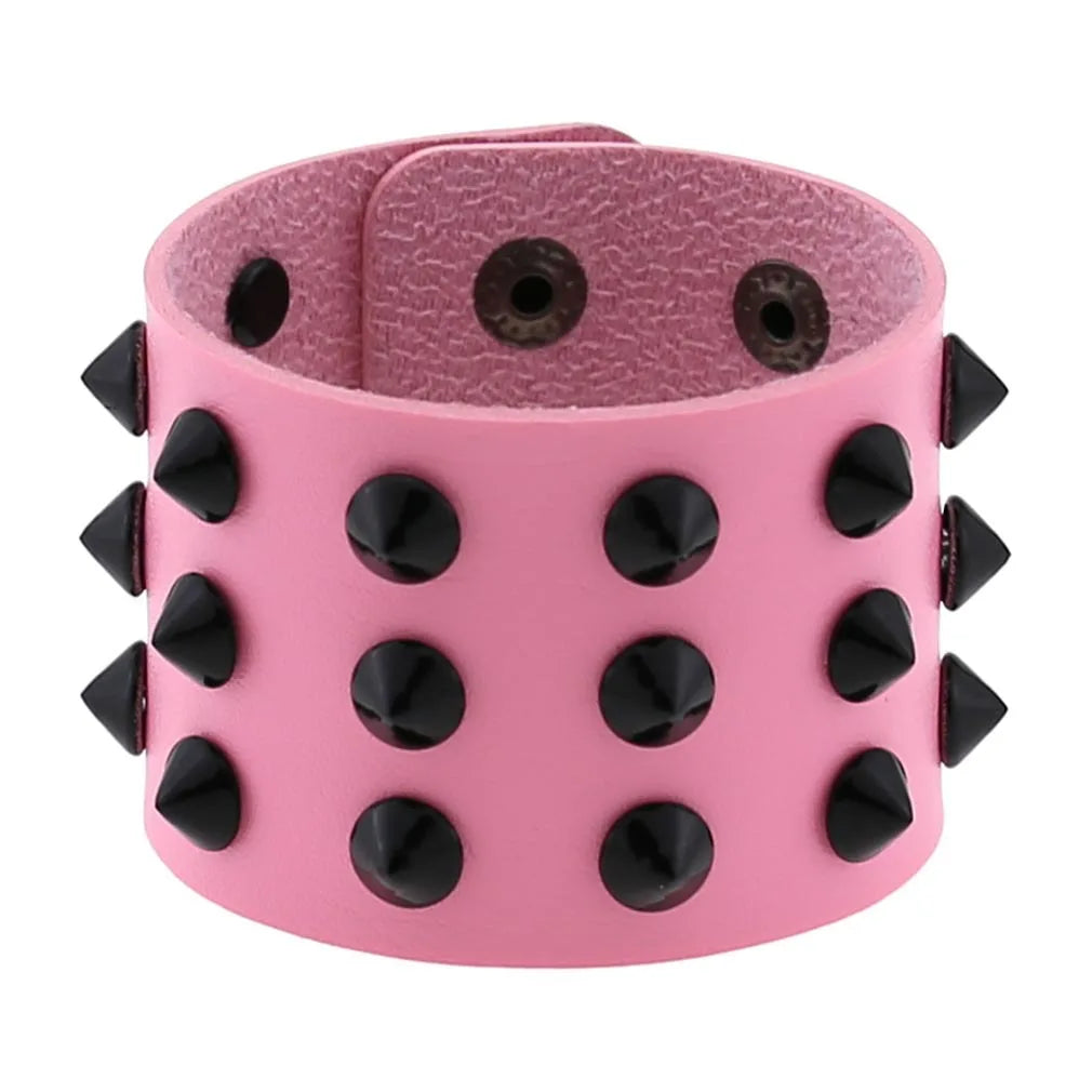 Studded Spiked Leather Cuff Bracelet
