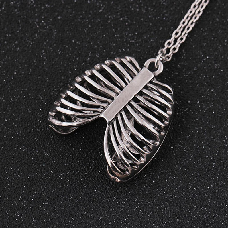 Anatomical Ribcage Heart Necklace, Gothic product photo 4