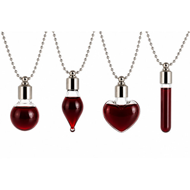 Blood Vial Necklace, Fillable Glass Pendant