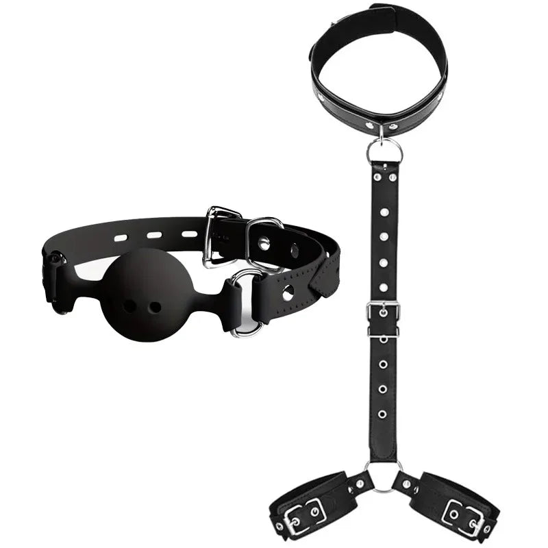 BDSM Bondage Restraint Kit with Mouth Gag and Handcuffs