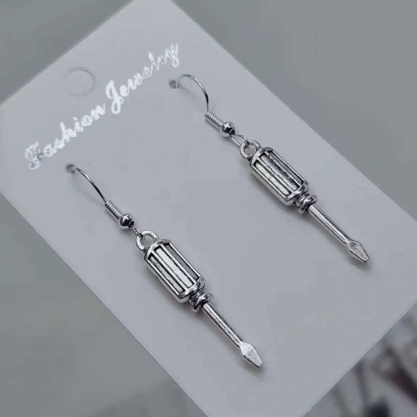 Gothic punk blade and axe stud earrings set, view 2