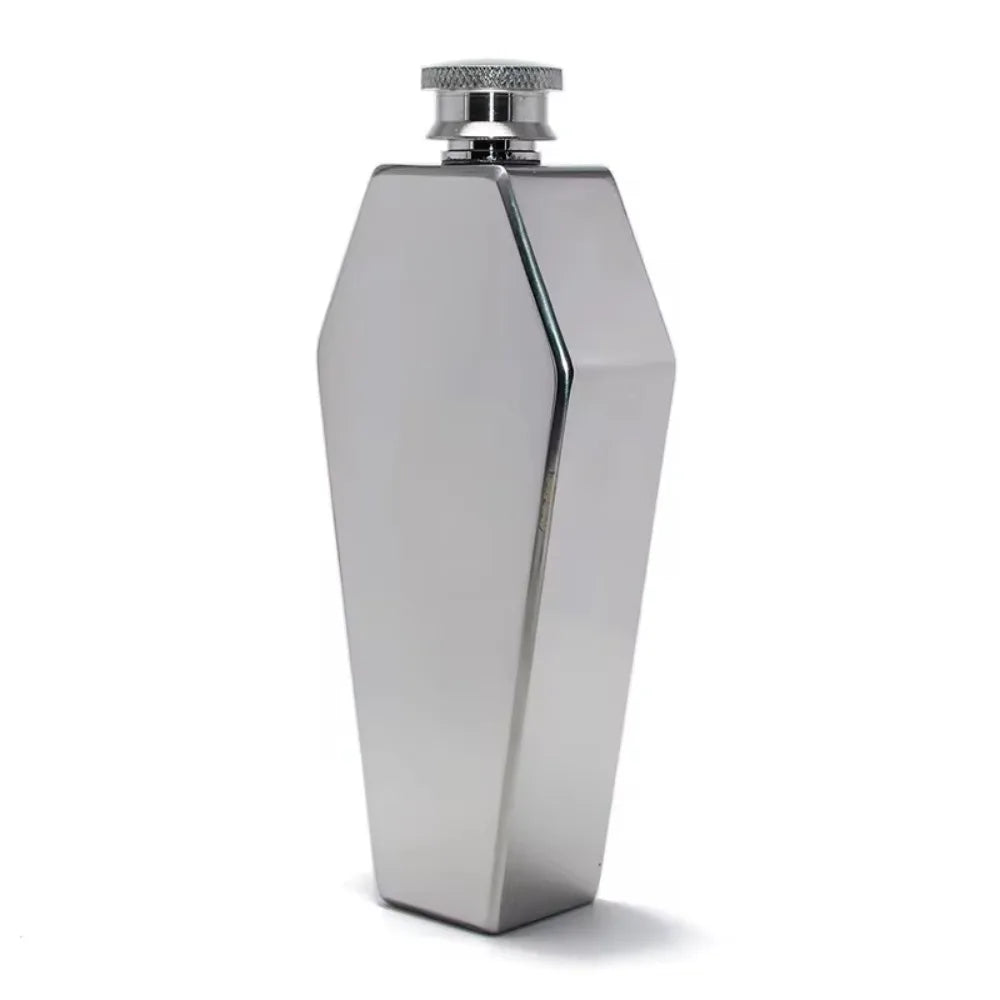Coffin-shaped stainless steel hip flask