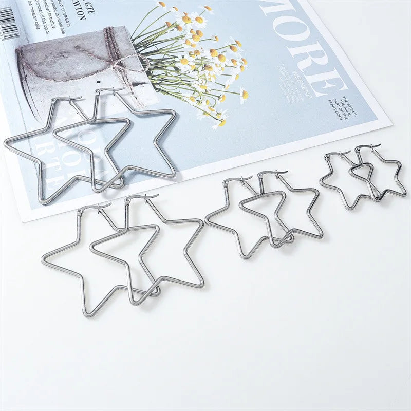 Pentagram Hoop Earrings, Punk Witch product photo 3