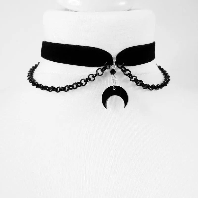 Dainty Crescent Moon & Stars Choker, Witch product photo 2
