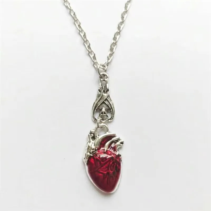Vampire Bat Bloody Heart Necklace, Gothic product photo 4
