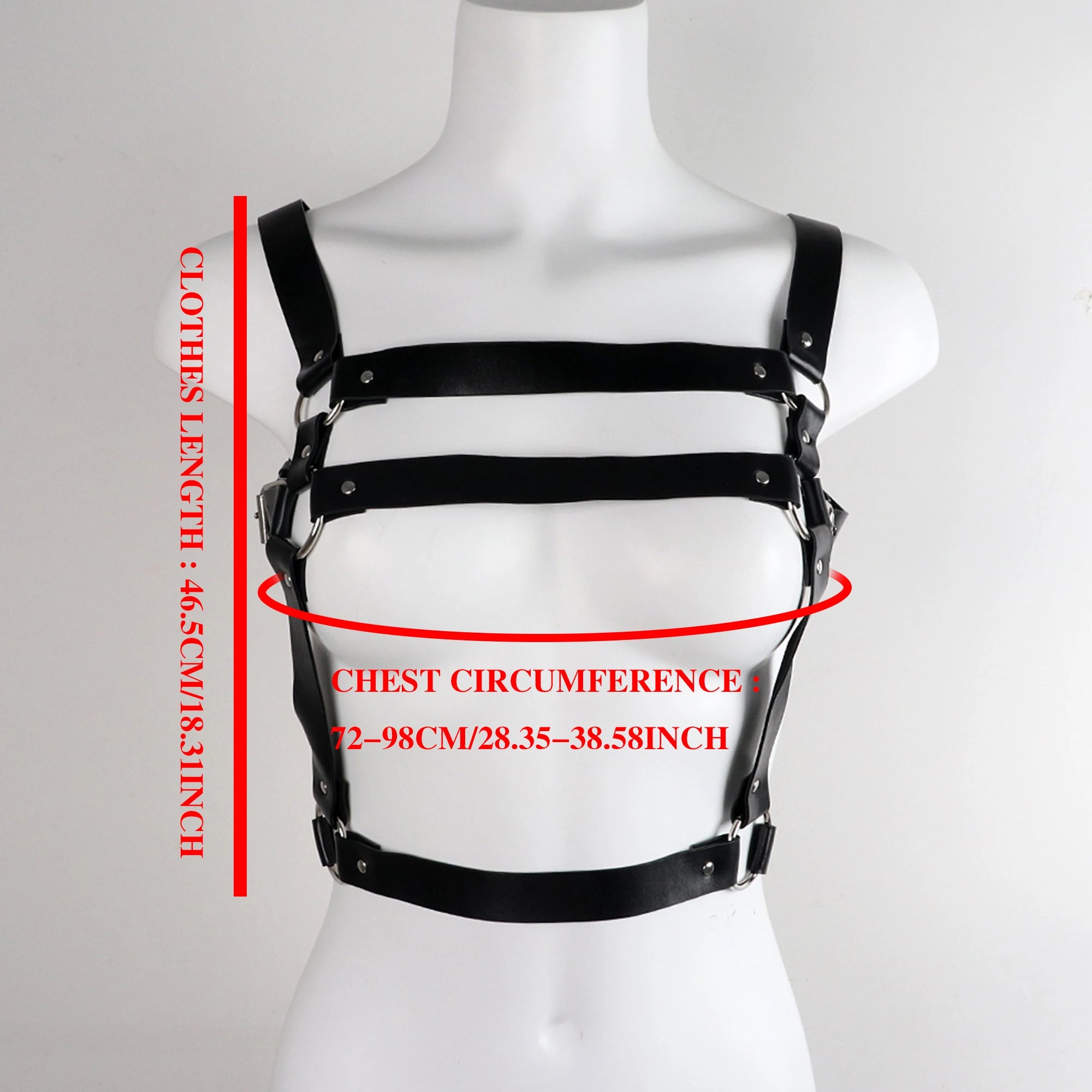 Faux Leather Chest Harness, Gothic Punk product photo 2