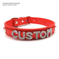Red PU Leather Name Collar, Custom Choker