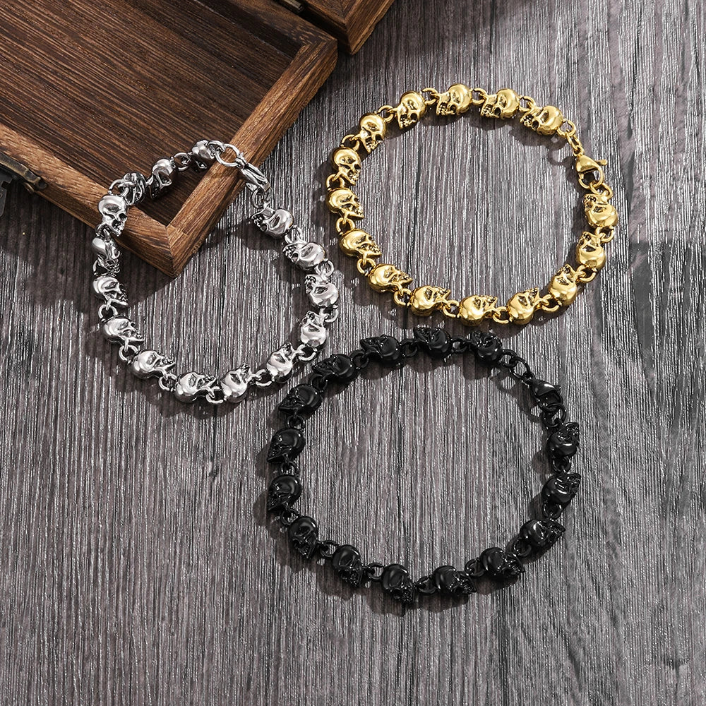 Punk Skull Charm Bracelet (3 Colors Sold Seperately)