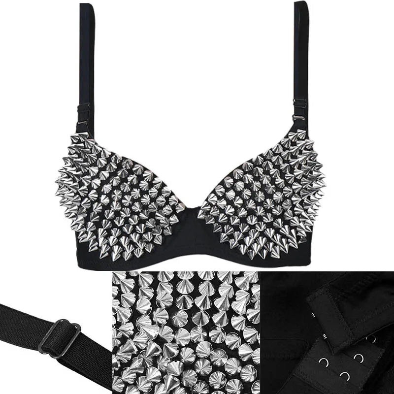 Black Studded Spike Bra