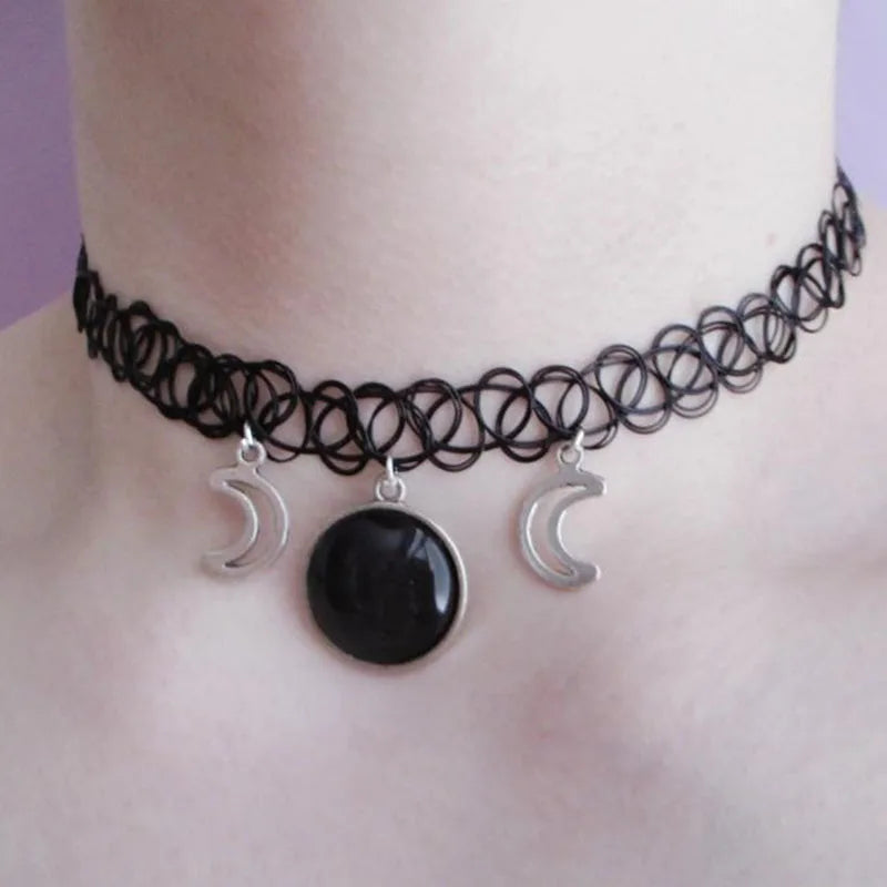 Moon O-Ring Chain Choker, Gothic Necklace product photo 2