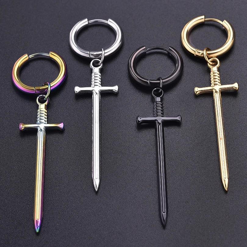 Long Sword Drop Earrings, Goth Punk product photo 3