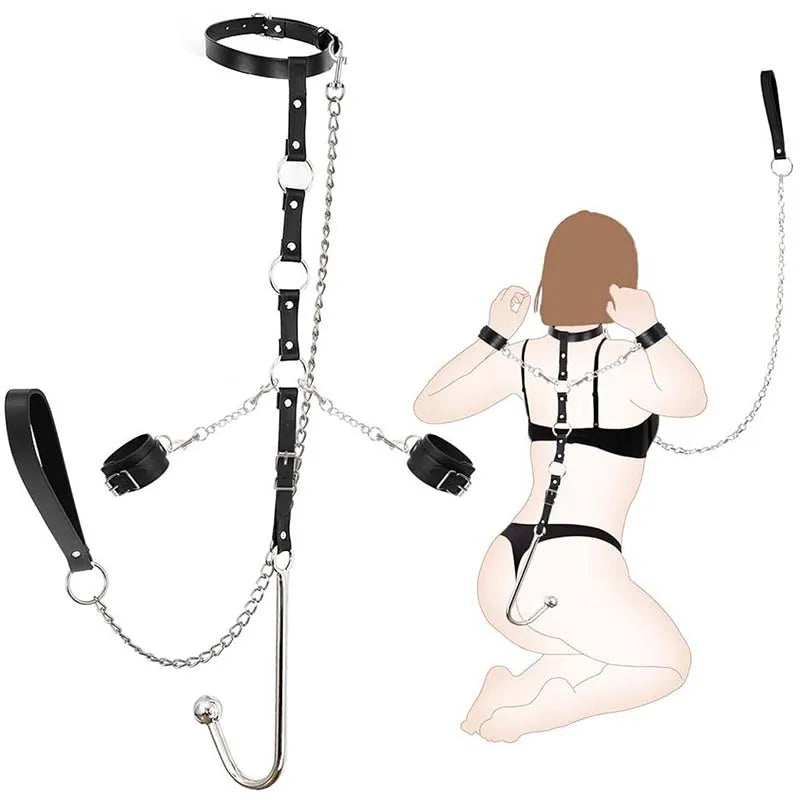 Collar & Anal Hook Bondage Restraint Set