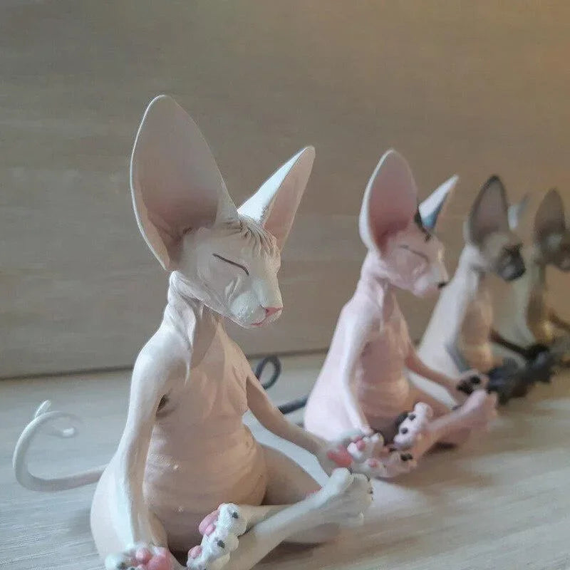 Buddha Sphynx Cat Figurine, Whimsical Decor product photo 2