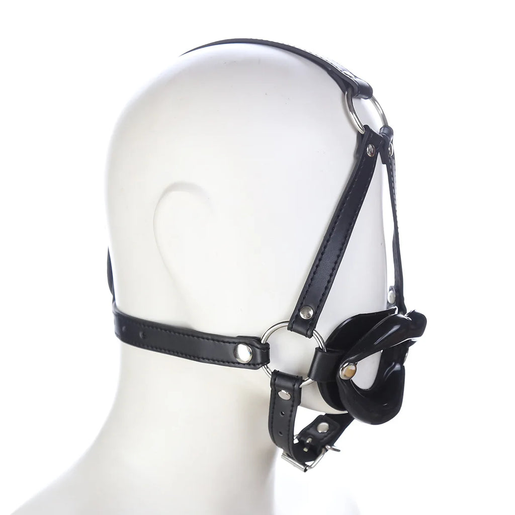 Silicone Lips Open-Mouth Gag (Black)