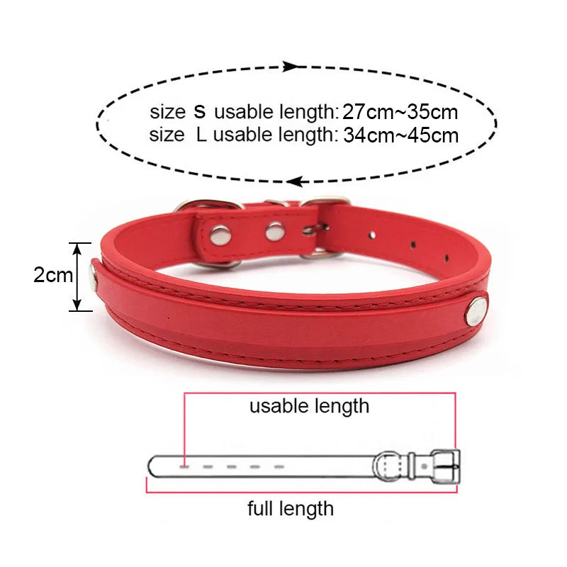 Red PU Leather Name Collar, Custom Choker product photo 2