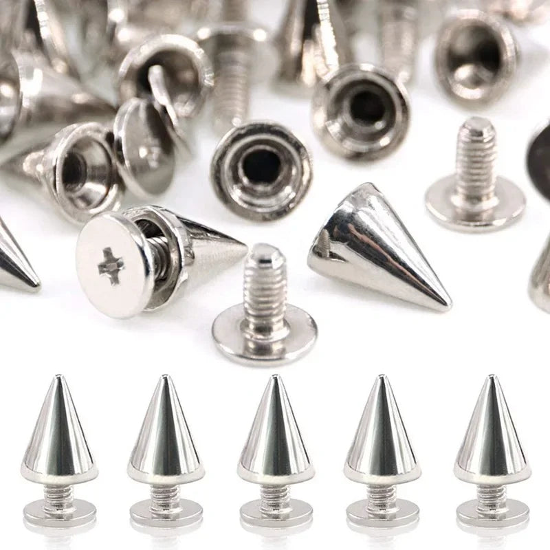 Silver punk cone stud spike DIY rivets, view 5