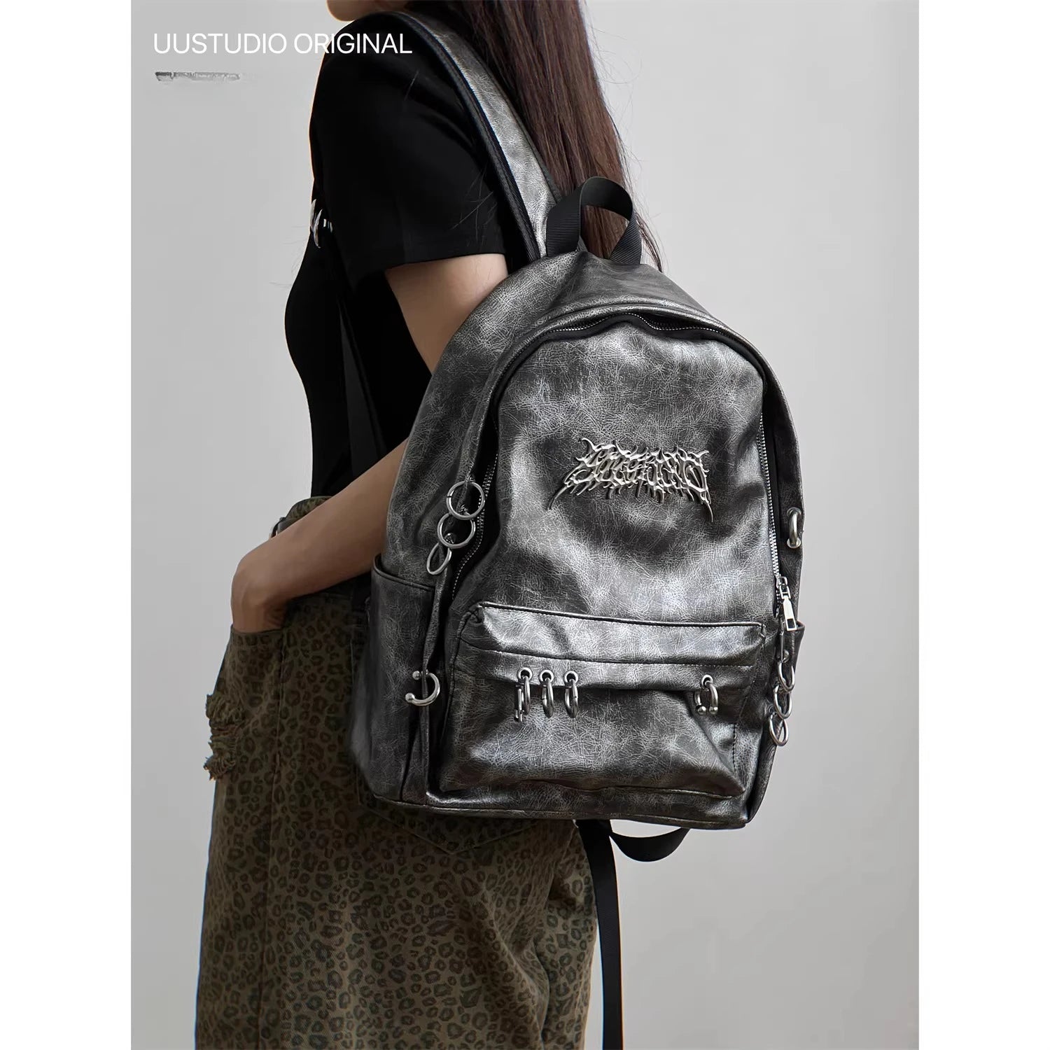 Y2K Gothic Punk Leather Backpack