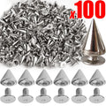 Silver punk cone stud spike DIY rivets, view 1