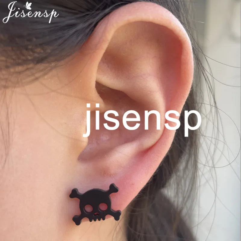 Skull & Alien Stud Earrings, Funny Gothic