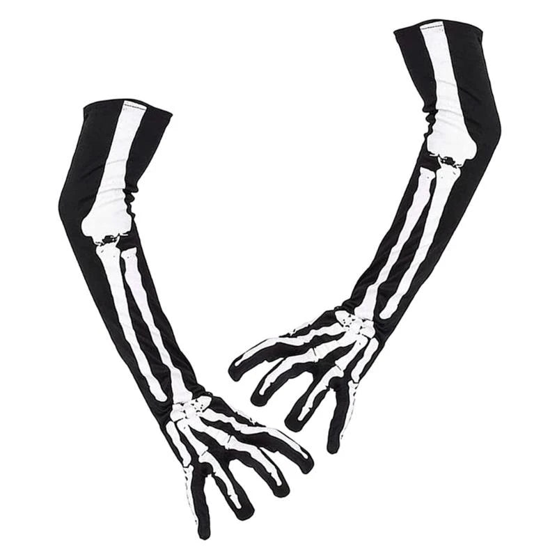 Gothic Skeleton Bone Print Gloves