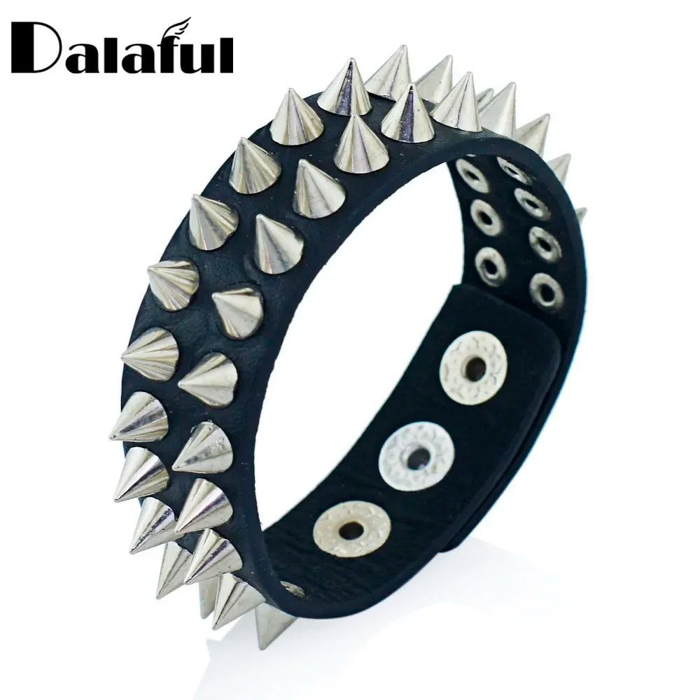 Spiked Cone Stud Leather Cuff, Gothic