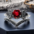 Triple moon goddess witch rings set, view 1