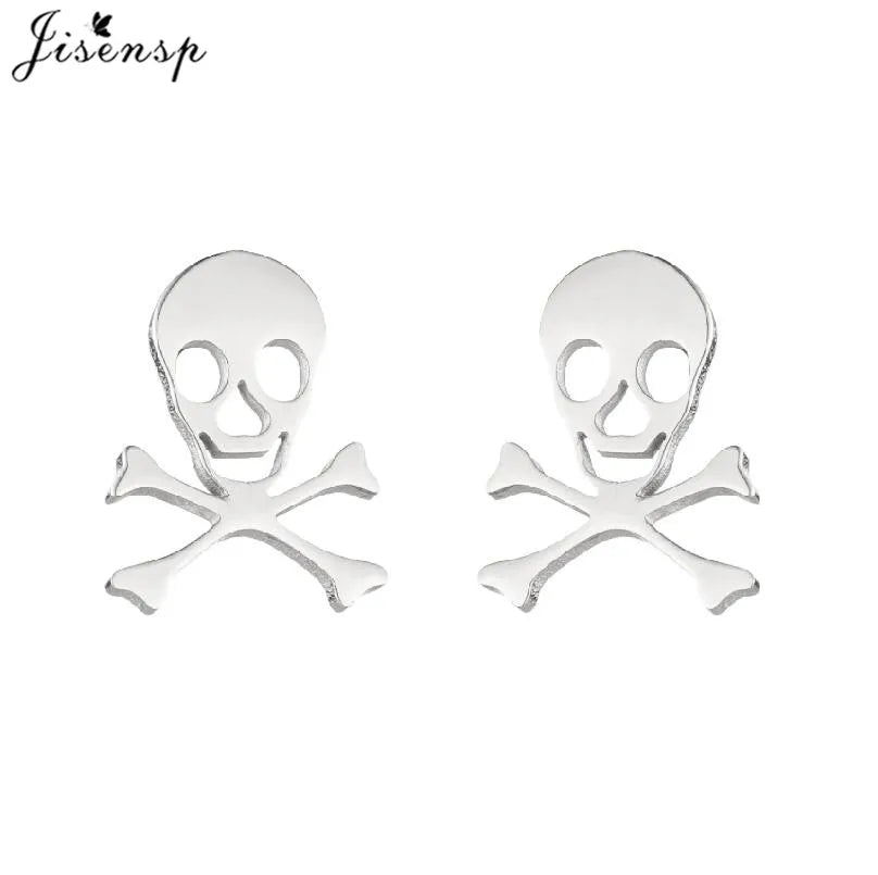 Skull & Alien Stud Earrings, Funny Gothic