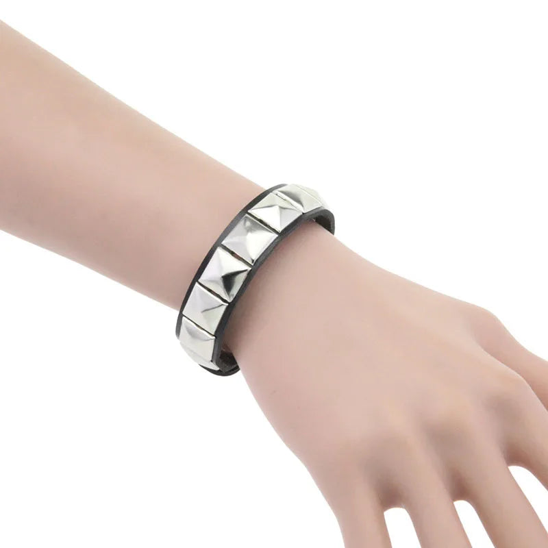 Spiked Studded Leather Bracelet, Punk product photo 2