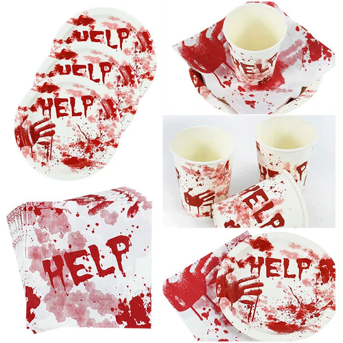 Bloody Handprint Halloween Party Tableware