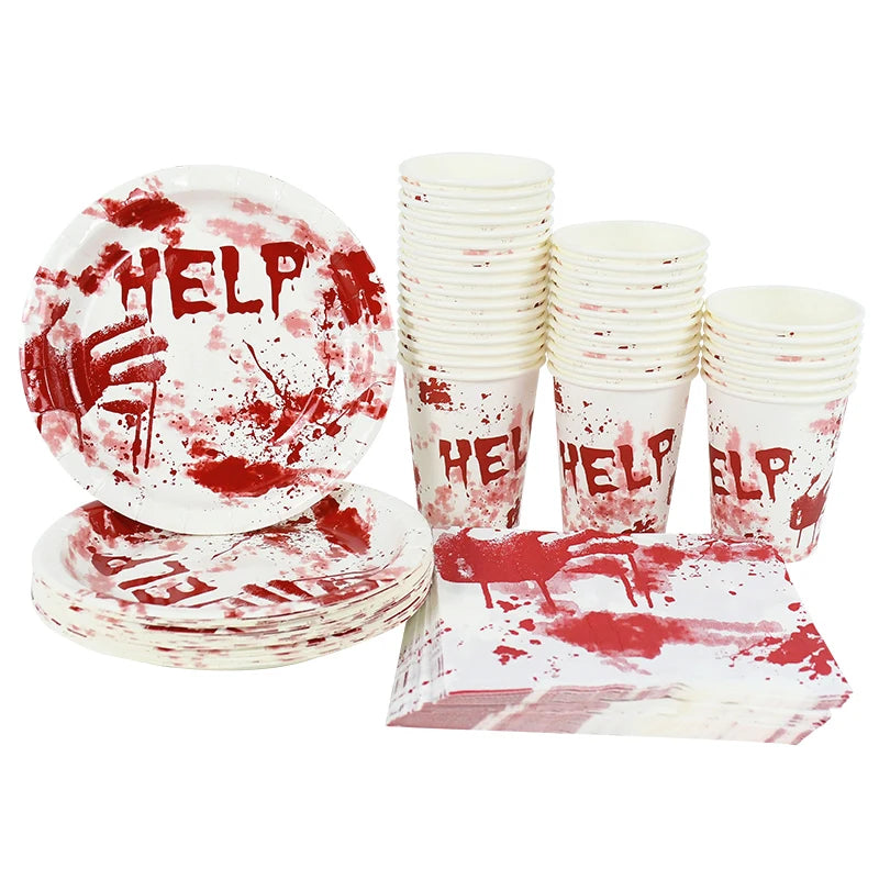 Bloody Handprint Halloween Party Tableware
