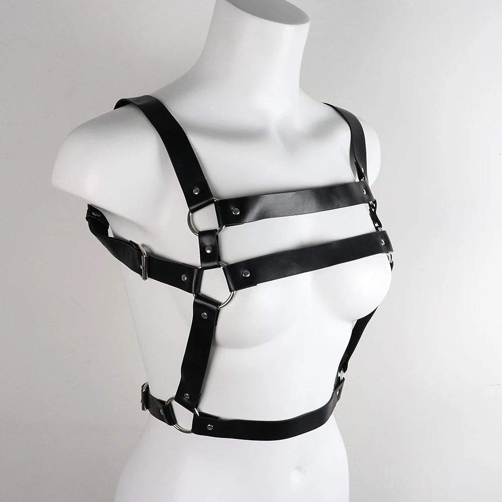 Faux Leather Chest Harness, Gothic Punk product photo 4