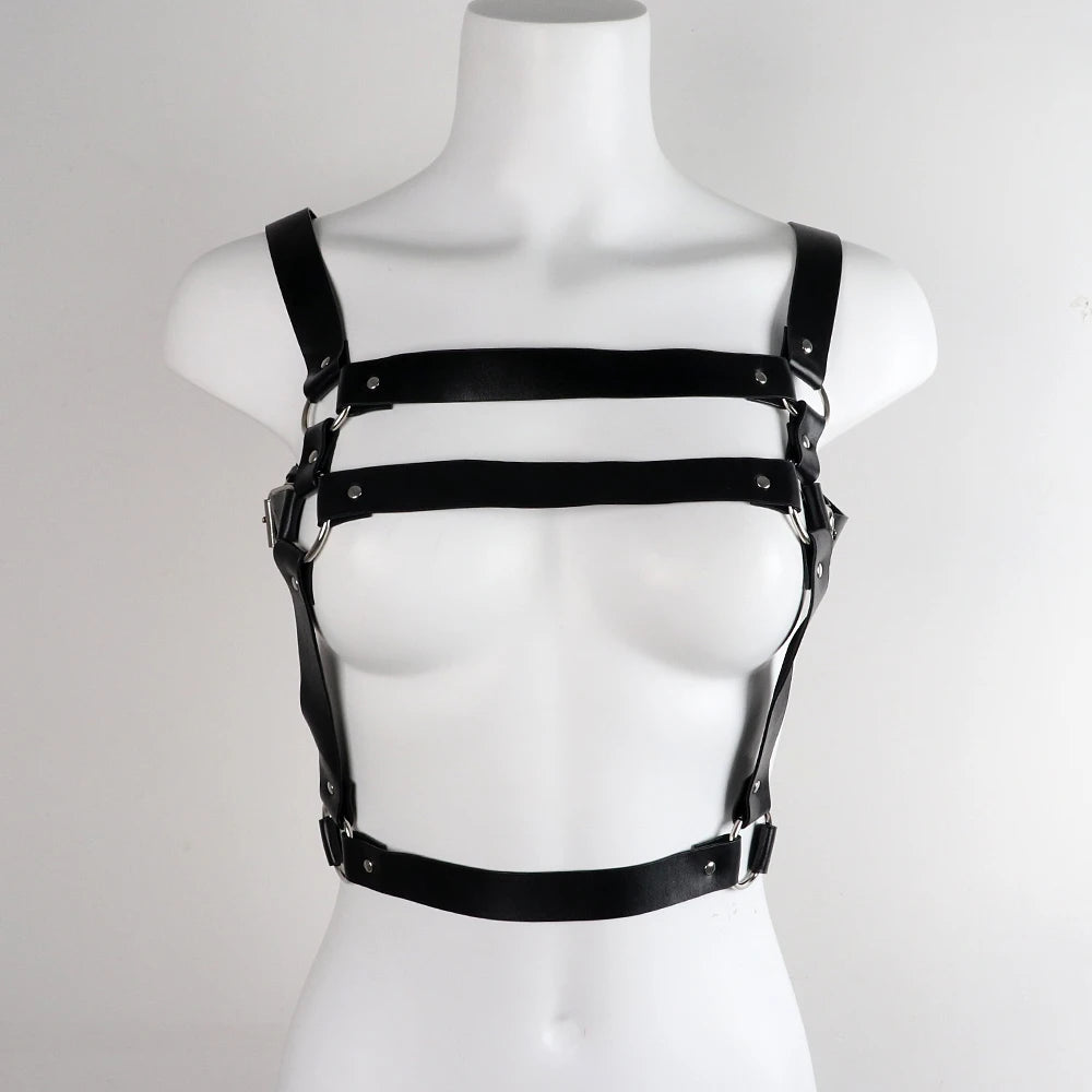 Faux Leather Chest Harness, Gothic Punk product photo 3