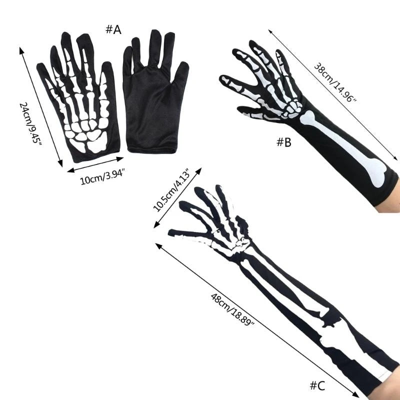 Gothic Skeleton Bone Print Gloves