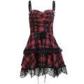 Red Plaid Deep-V Suspender Set