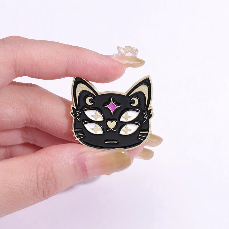 Witch Cat Enamel Pin, Punk Brooch product photo 2