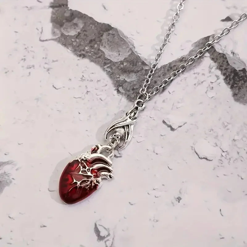 Vampire Bat Bloody Heart Necklace, Gothic product photo 3
