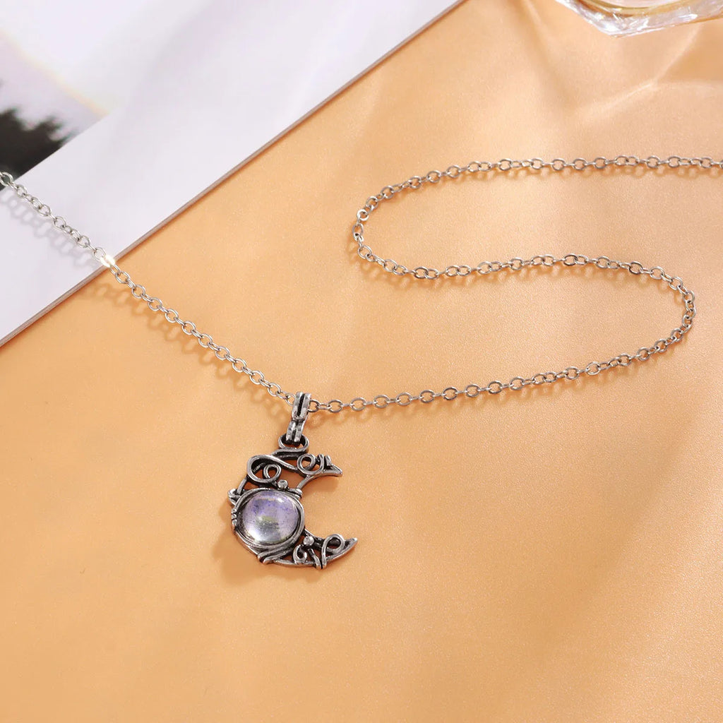 Cat & Moon Pendant Necklace, Vintage Witch product photo 4