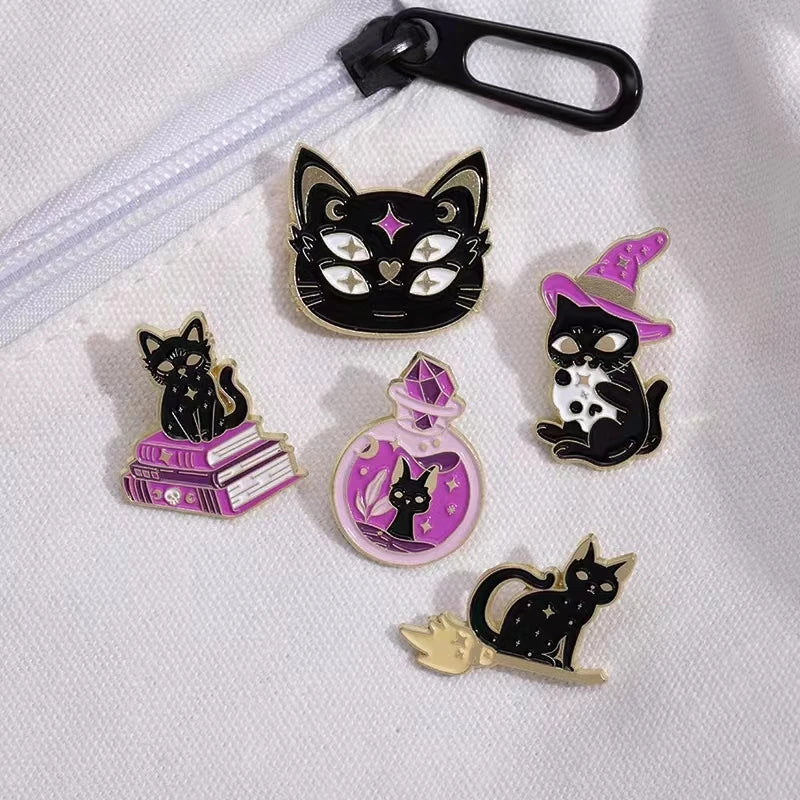 Witch Cat Enamel Pin, Punk Brooch product photo 3