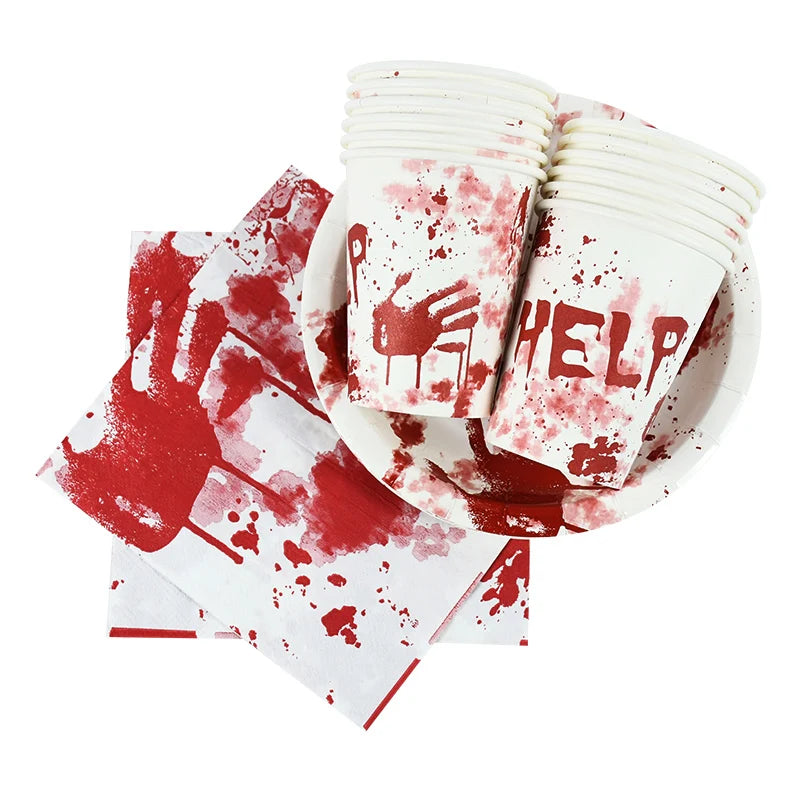 Bloody Handprint Halloween Party Tableware