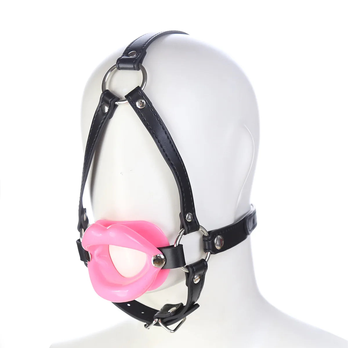 Silicone Lips Open-Mouth Gag (Pink)