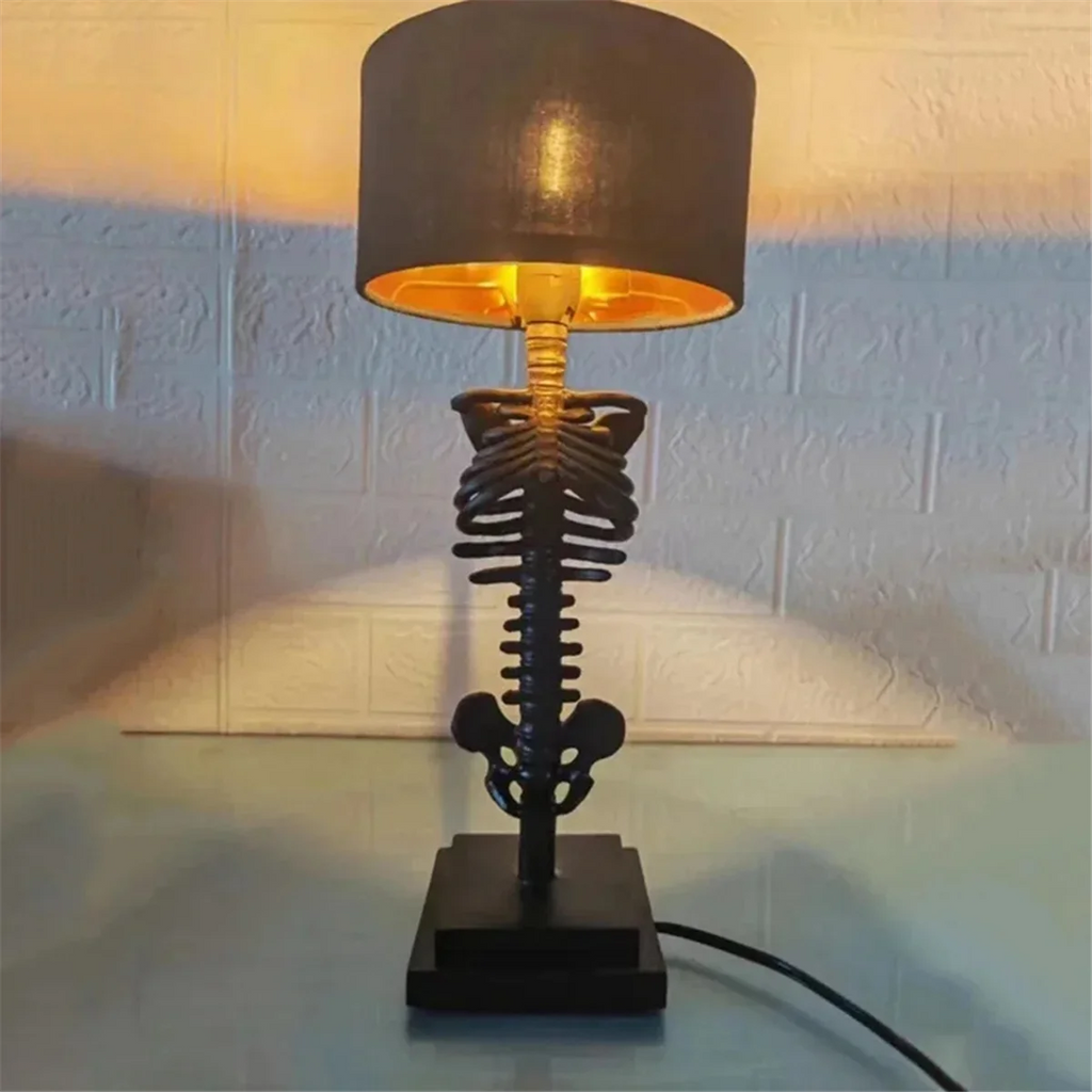 Gothic Skeleton Table Lamp with Black Shade