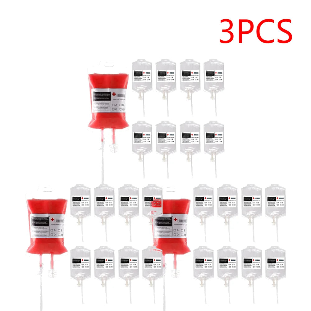 Empty Halloween blood bag drink pouches, view 6