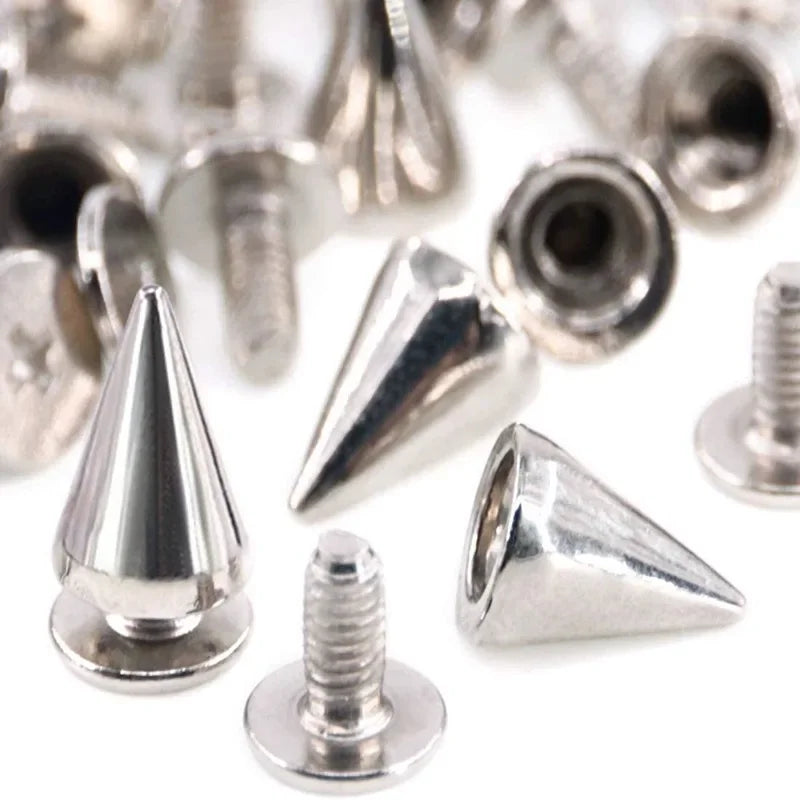 Silver punk cone stud spike DIY rivets, view 6