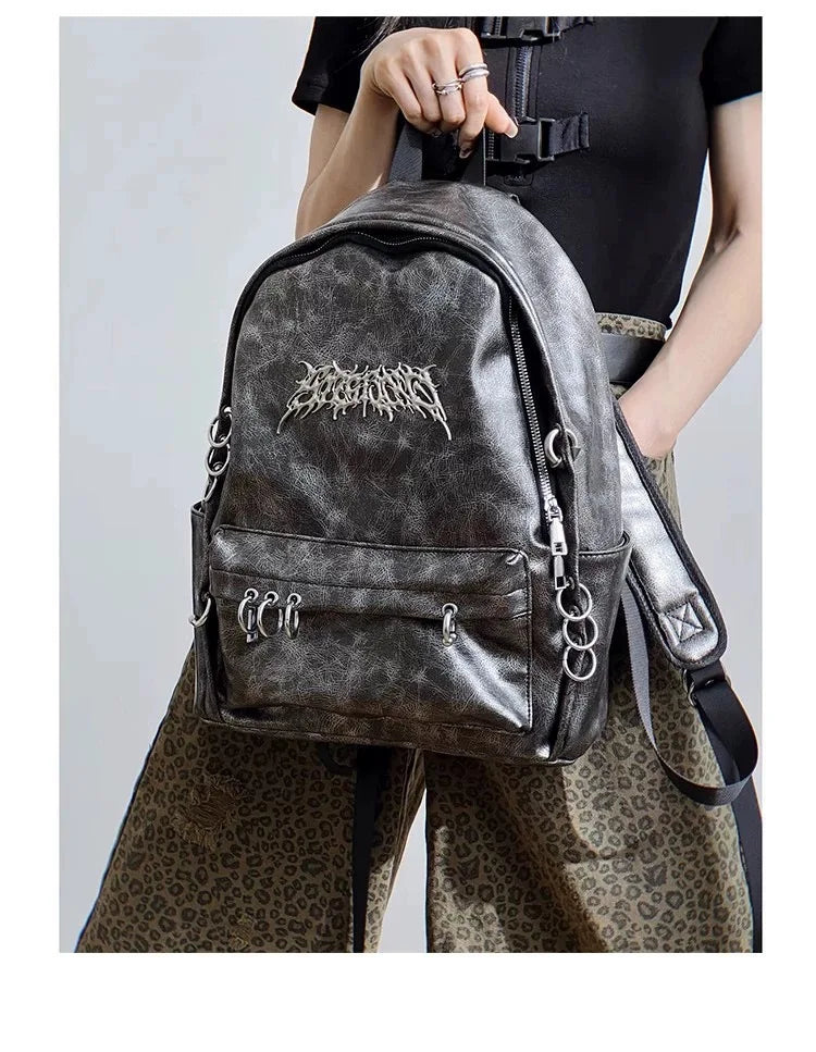 Y2K Gothic Punk Leather Backpack
