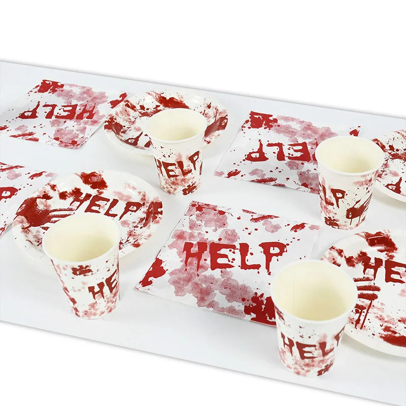 Bloody Handprint Halloween Party Tableware