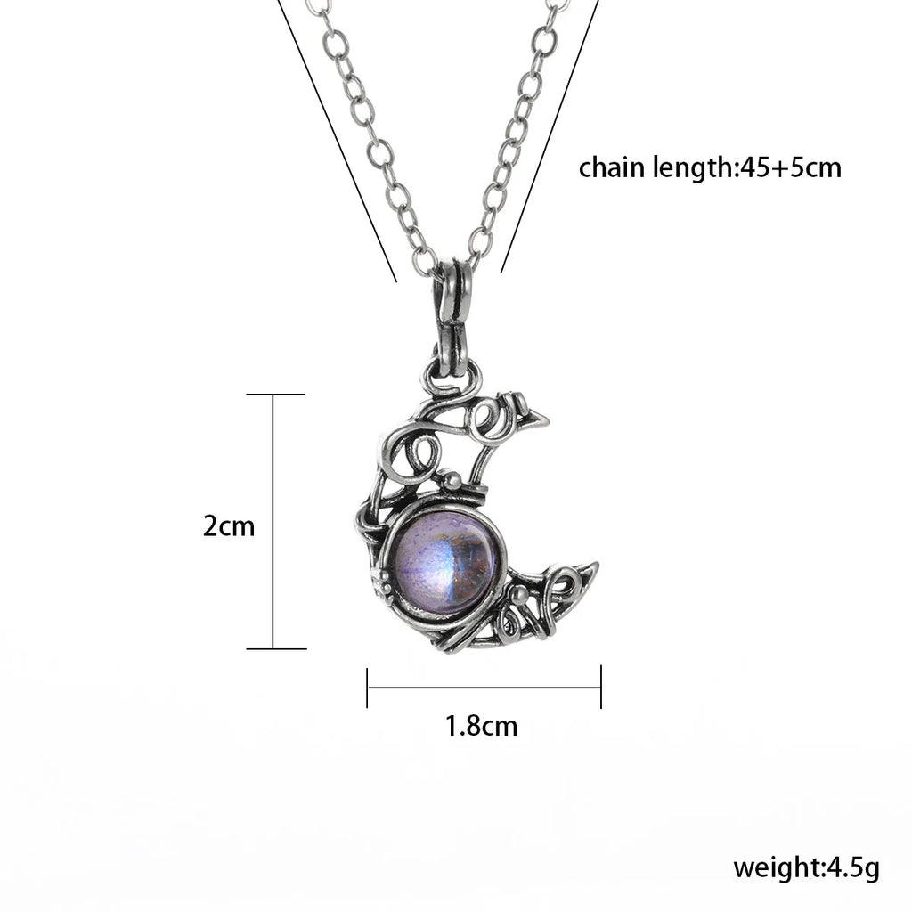 Cat & Moon Pendant Necklace, Vintage Witch