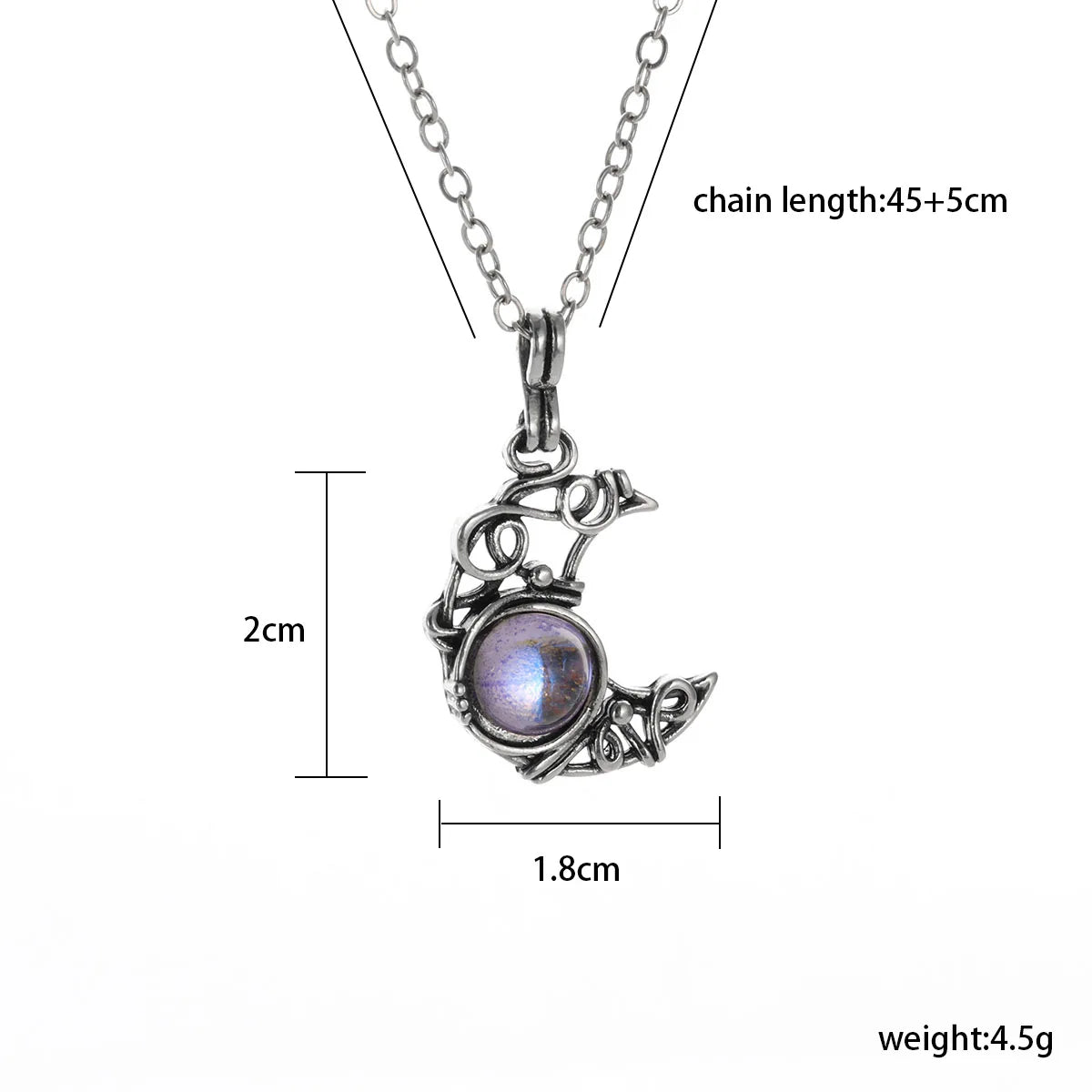Cat & Moon Pendant Necklace, Vintage Witch