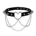 Spiked Heart Choker Necklace, Goth Punk